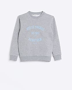 Grey Embroidered Slogan Sweatshirt