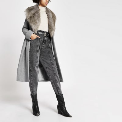 river island grey coat