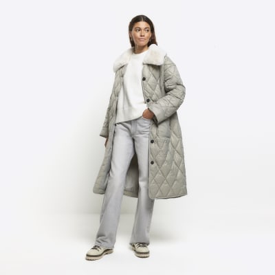 River island grey fur on sale jacket