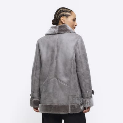 Warehouse grey clearance aviator jacket