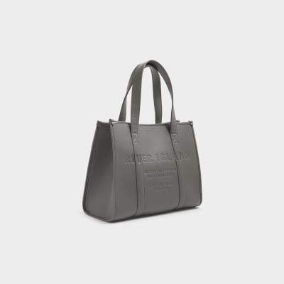 Grey Faux Leather Embossed Shopper Bag River Island