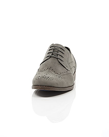 360 degree animation of product Grey faux suede brogues frame-3