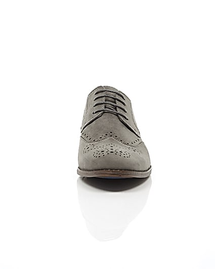 360 degree animation of product Grey faux suede brogues frame-4