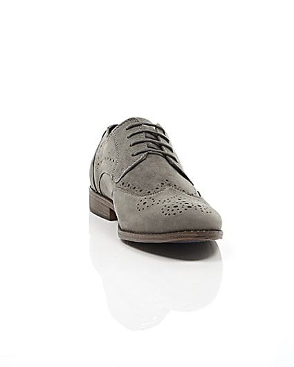 360 degree animation of product Grey faux suede brogues frame-5