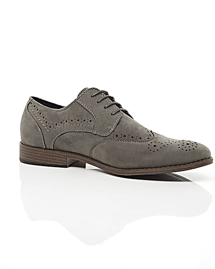360 degree animation of product Grey faux suede brogues frame-8