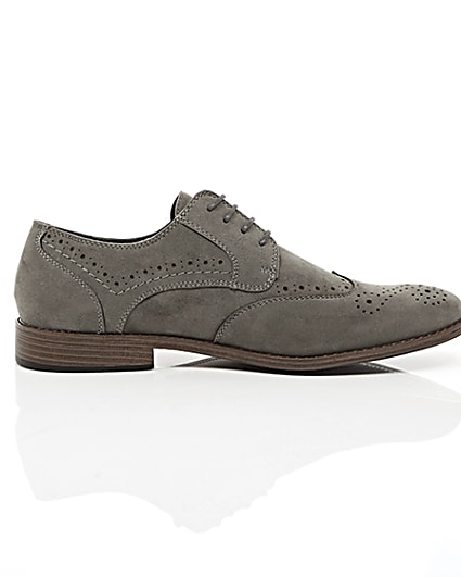 360 degree animation of product Grey faux suede brogues frame-10