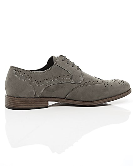 360 degree animation of product Grey faux suede brogues frame-11