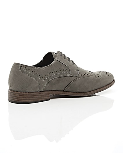 360 degree animation of product Grey faux suede brogues frame-12