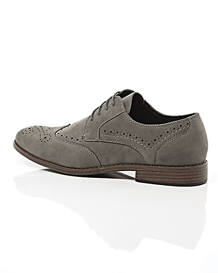 360 degree animation of product Grey faux suede brogues frame-20