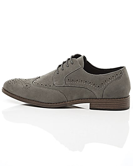 360 degree animation of product Grey faux suede brogues frame-21