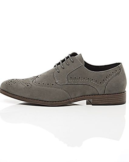 360 degree animation of product Grey faux suede brogues frame-22