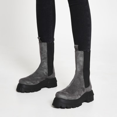 chunky grey boots