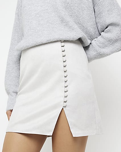 Grey faux suede mini skirt