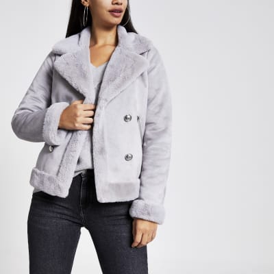 faux suede jacket grey