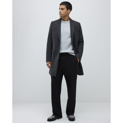 Grey Faux Wool Overcoat