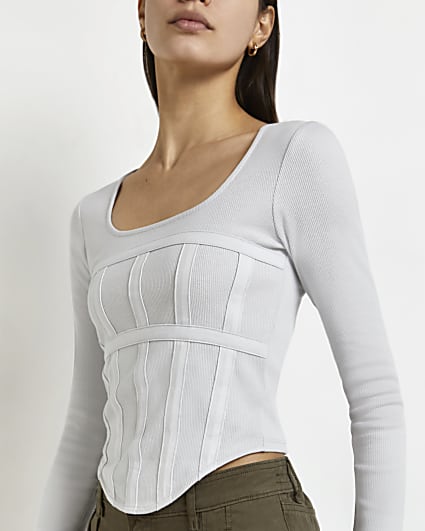 Grey fitted corset top
