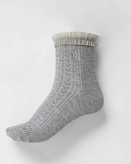Grey frill detail socks