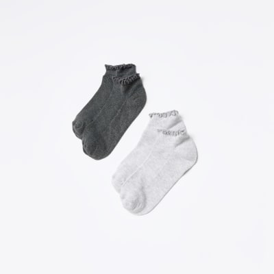 Grey frill socks multipack | River Island