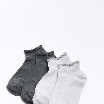 Grey frill socks multipack | River Island