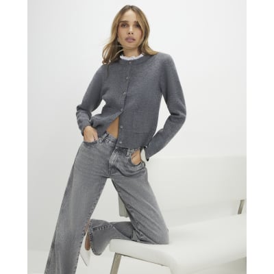Grey Frill Trim Cardigan