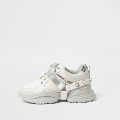 white trainers with snake print