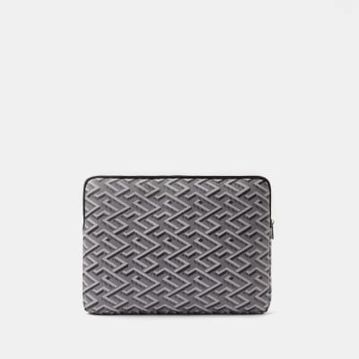Grey geometric laptop pouch bag