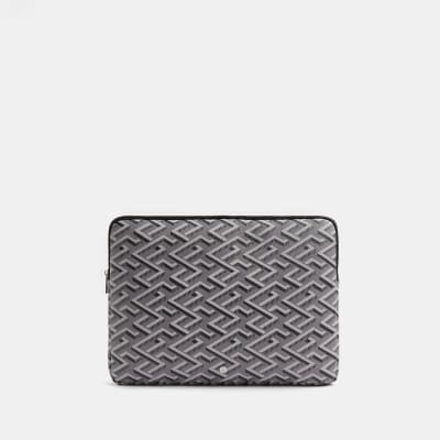 Grey geometric laptop pouch bag