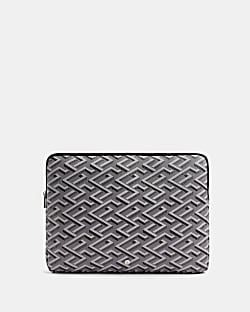 Grey geometric laptop pouch bag