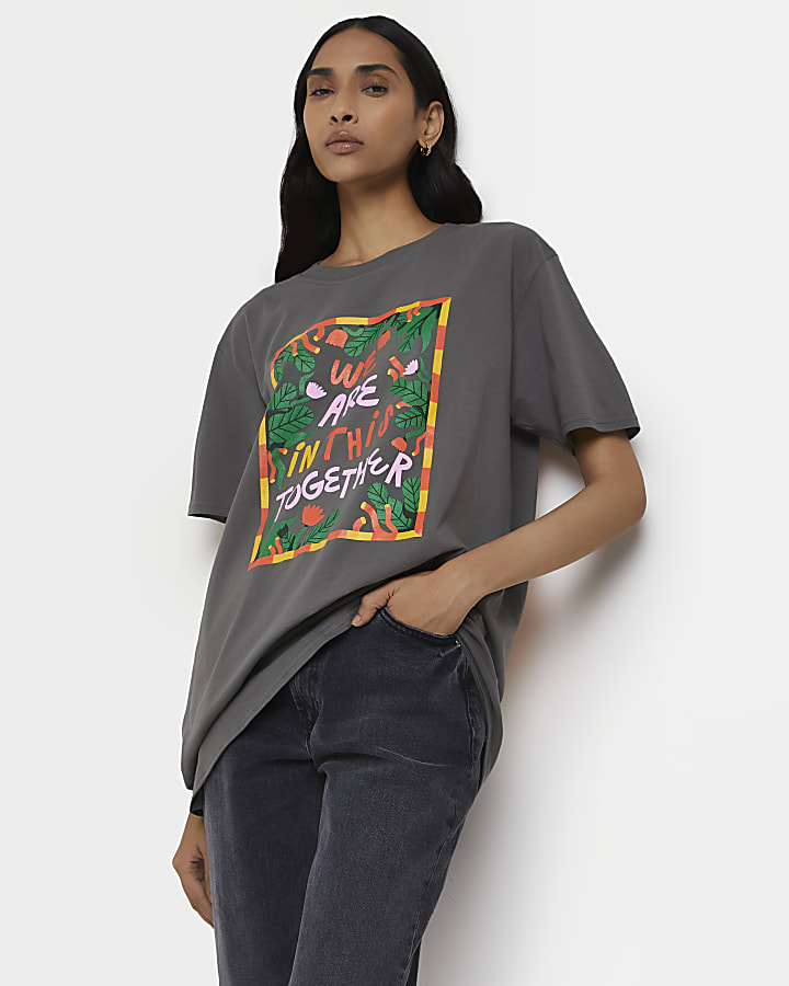 Grey graphic oversized t-shirt