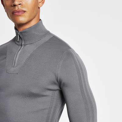 grey jumper with zip