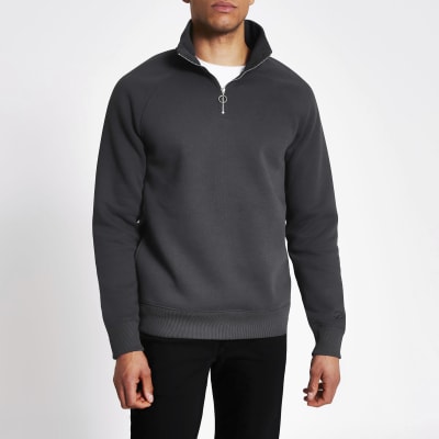 grey half zip