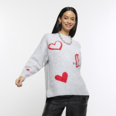 Grey sweater hotsell with red heart