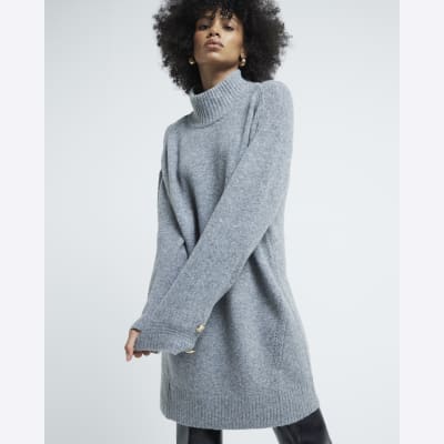 Grey high neck jumper dress sales