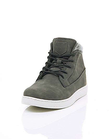 360 degree animation of product Grey high top trainers frame-2