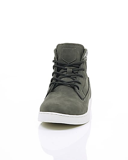 360 degree animation of product Grey high top trainers frame-3