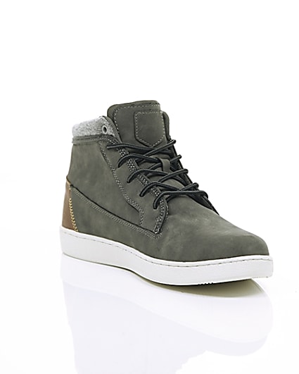 360 degree animation of product Grey high top trainers frame-6