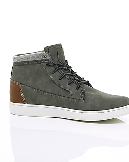 360 degree animation of product Grey high top trainers frame-8
