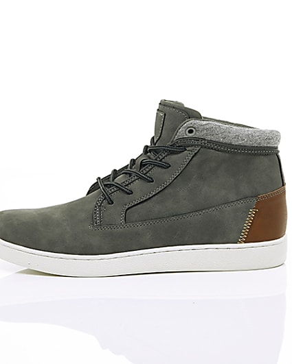 360 degree animation of product Grey high top trainers frame-22