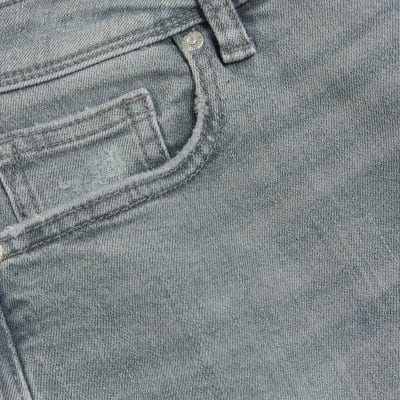 Grey high waist bum sculpt ripped mom jeans