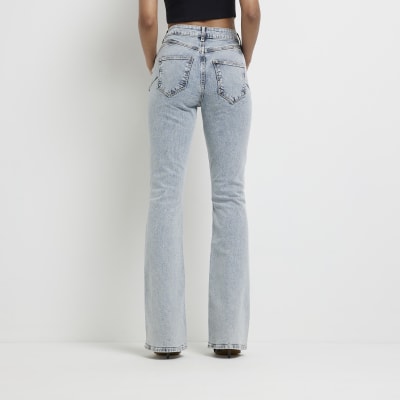 Grey high waisted bum sculpt flared jeans