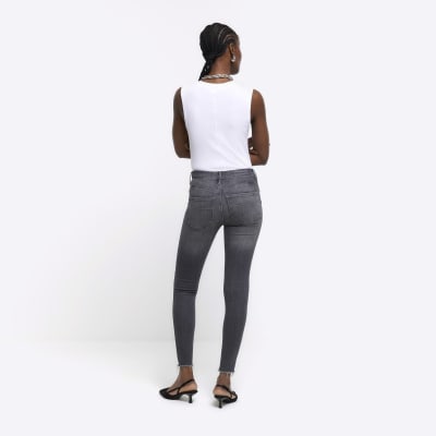 River Island High waisted bum sculpt ripped jeggings in grey