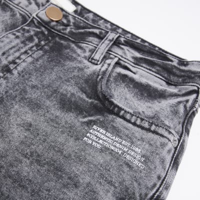 Grey high waisted faded straight leg jeans