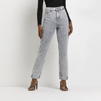 grey high waisted mom jeans
