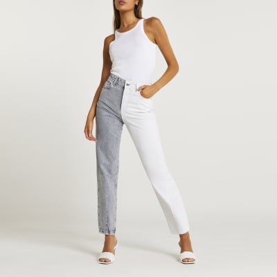 grey high waisted mom jeans