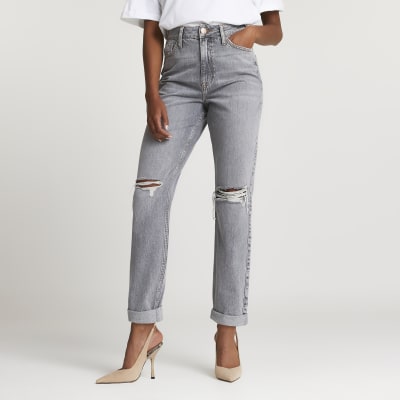 grey high waisted mom jeans