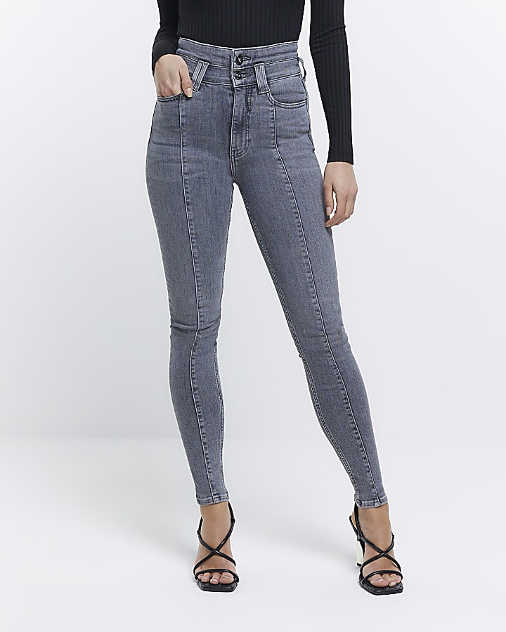 Grey high waisted skinny jeans