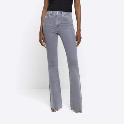 NMSALLIE HIGH WAISTED FLARED JEANS, Grey