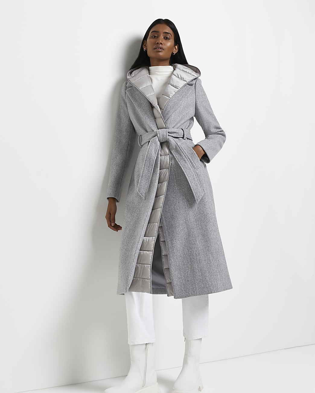 Grey hybrid trench coat
