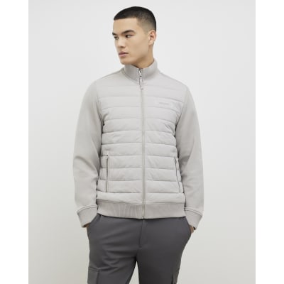 Grey Jersey Sleeve Funnel Jacket