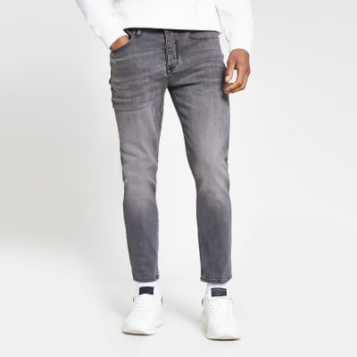 tapered grey jeans